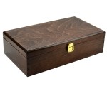 SKRZYNKA NA WINO PODWÓJNA drewniana lakierowana, brązowa