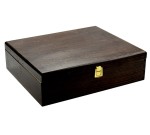 SKRZYNKA NA WINO POTRÓJNA drewniana lakierowana, brązowa