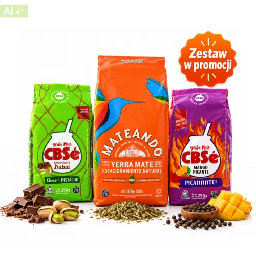 Zestaw Yerba Mate CBSé - Mango Picante, Dubai Chocolate 250g + Mateando 500g