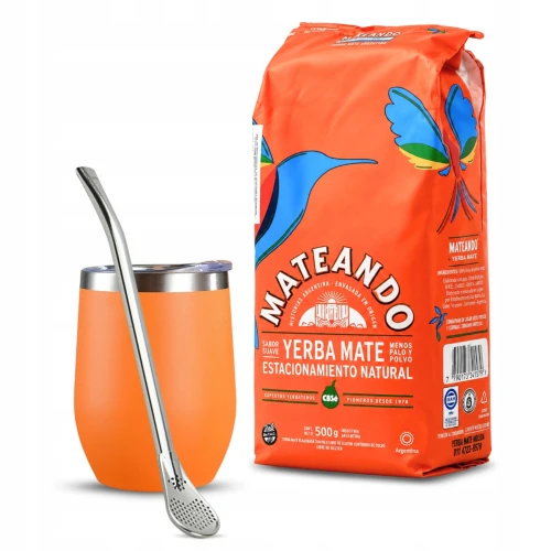 Zestaw Yerba Mate Mateando 500g + Termico [T36OR] + Bombilla Rosario 17,5cm