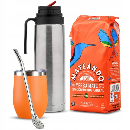 Zestaw Yerba Mate Mateando + Termico [T36OR] + Bombilla Rosario + Termos 1l